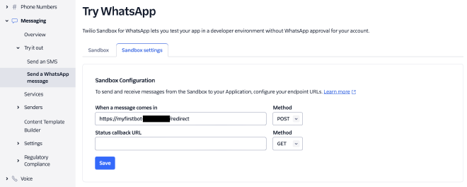 twilio-sandbox-settings